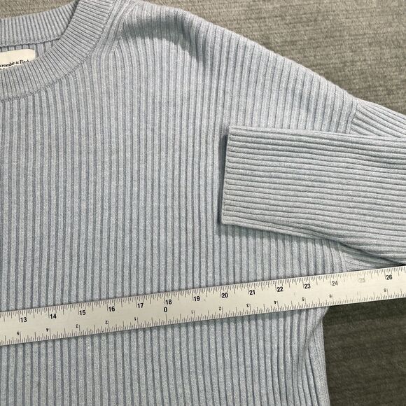 Abercrombie Fitch Sweater Women XL Blue Rib Knit Classic Wool Academy Soft Cozy - Picture 6 of 9